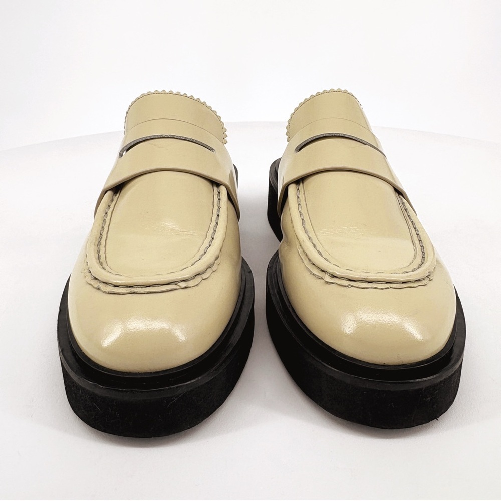 AQUATALIA | Michelina Leather Penny Loafer Mules in Cream | Sz 8 - Picture 4 of 12